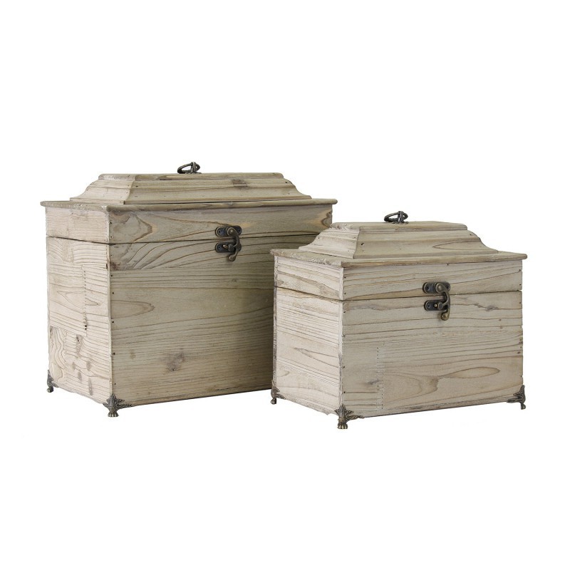 Cajas almacenaje decapado natural J / 2 madera de abeto, muebles y  decoración de diseño
